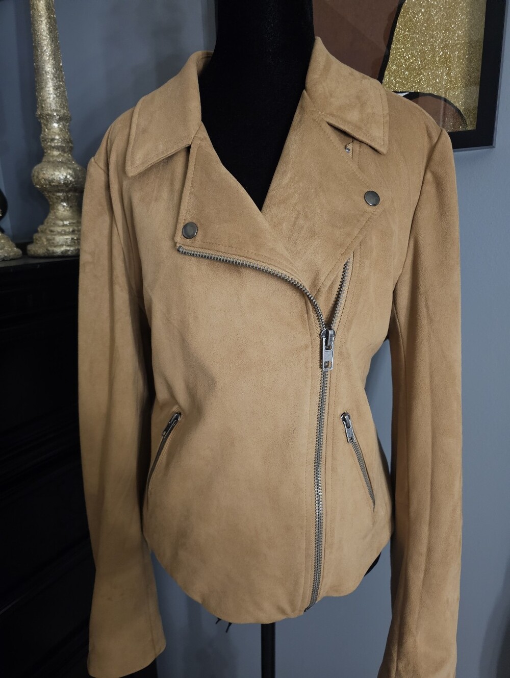 torrid Tan Suede-Look Moto Jacket